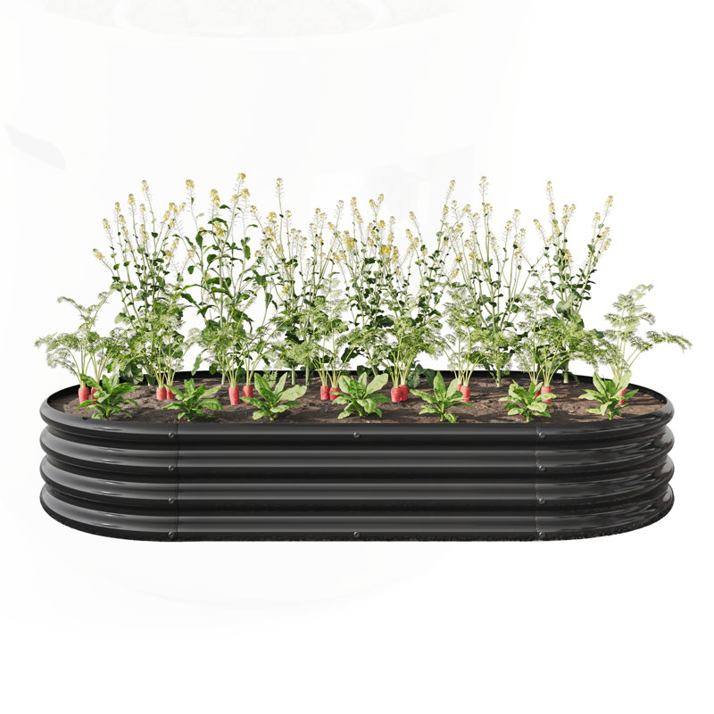 Stavya Metal Raised Garden Bed, Black, 11.42" H x 70.86" W x 35.43" D
