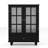 Black Buffet Cabinet With Double Glass Doors And Solid Wood Legs, For Kitchen, Bedroom - Water Based Painted Surface, Customizable Storage Modern Living Room, Dining Room Adjustable Storage, Smooth-1862165209