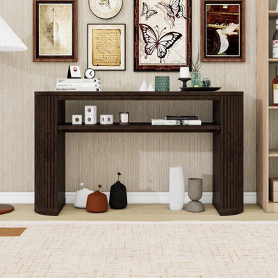 Wood Console Table with Open Shelf