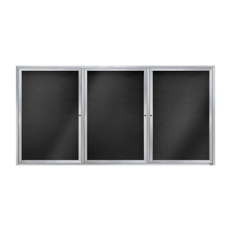 Tableau d'affichage mural fermé pour armoire d'annuaire, Clair satiné anodisé, Trois, H 48 po x l 96 po