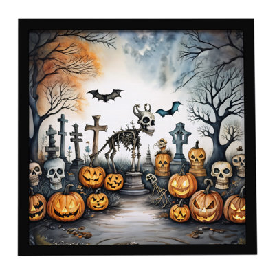 Pet Cemetery Spooky Halloween Framed Metal Print
