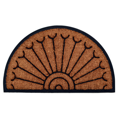 Tapis d'extérieur 18 po x 30 po beige et noir en caoutchouc et fibre de coco