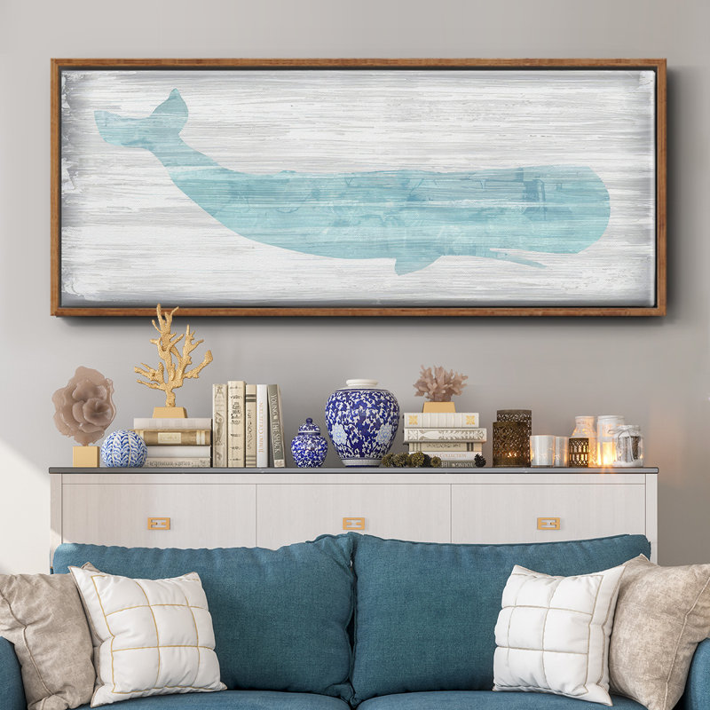 Whale IV- Framed Canvas, 20" H x 50" W
