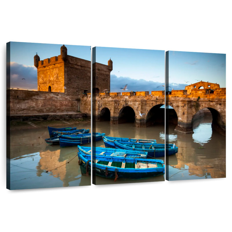 Mehar Blue Essaouira Boats, 36" H x 57" W