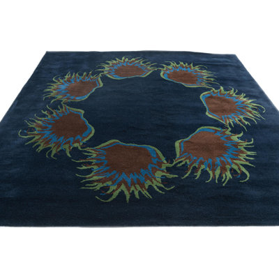 Tapis carré bleu marine Mullan