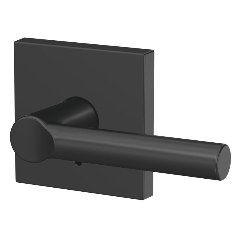 Custom Broadway Hall-Closet and Bed-Bath Lever with Collins Trim, Matte Black