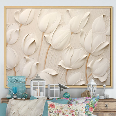 Minimalisme, tulipes blanches symphonie - tulipes, art mural