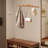 31.5" Mountain-Shaped Walnut Wall Coat Rack with 8 Brass Hooks, Modern Entryway Organizer-2030239440