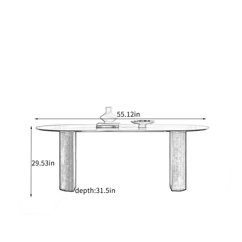 Light Luxury Retro Solid Wood Rock Table., 29.53"H x 55.12"L x 31.5"W