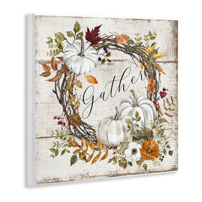 Gather Autumnal Wreath Giclee Art by LSR Design Studio