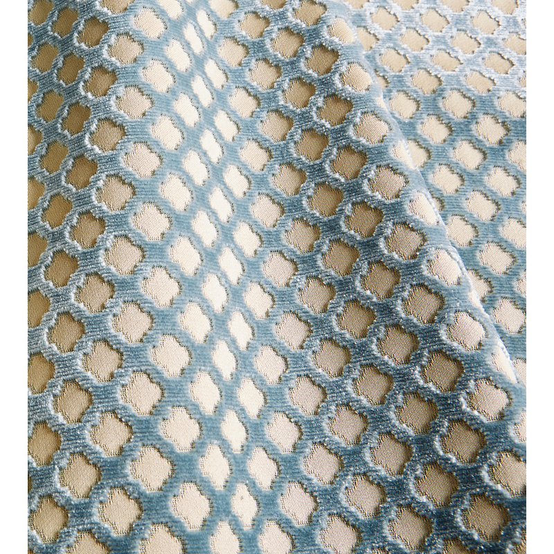Tissu à pompons, Bleu / beige