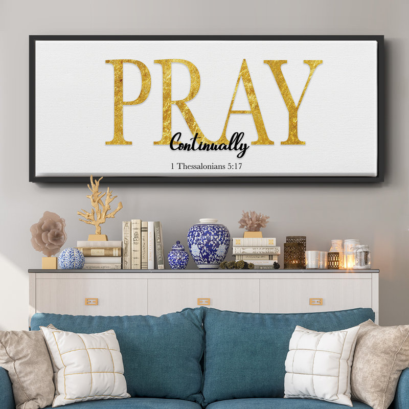 Pray Continually- Framed Canvas, 8" H x 20" W