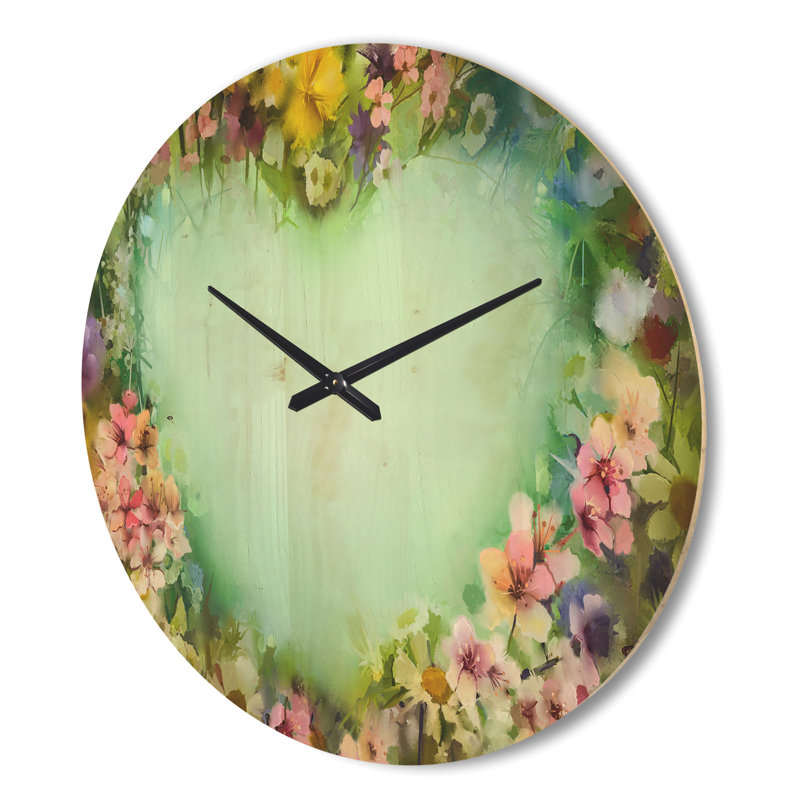 Horloge murale fleurs en forme de cœur, Grand