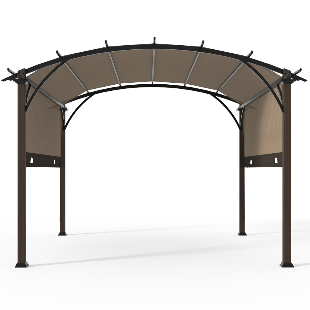 11.4 Ft. W X 11.4 Ft. D Outdoor Garden Steel Pergola with PVC-Coated Polyester Canopy EAGLE PEAK