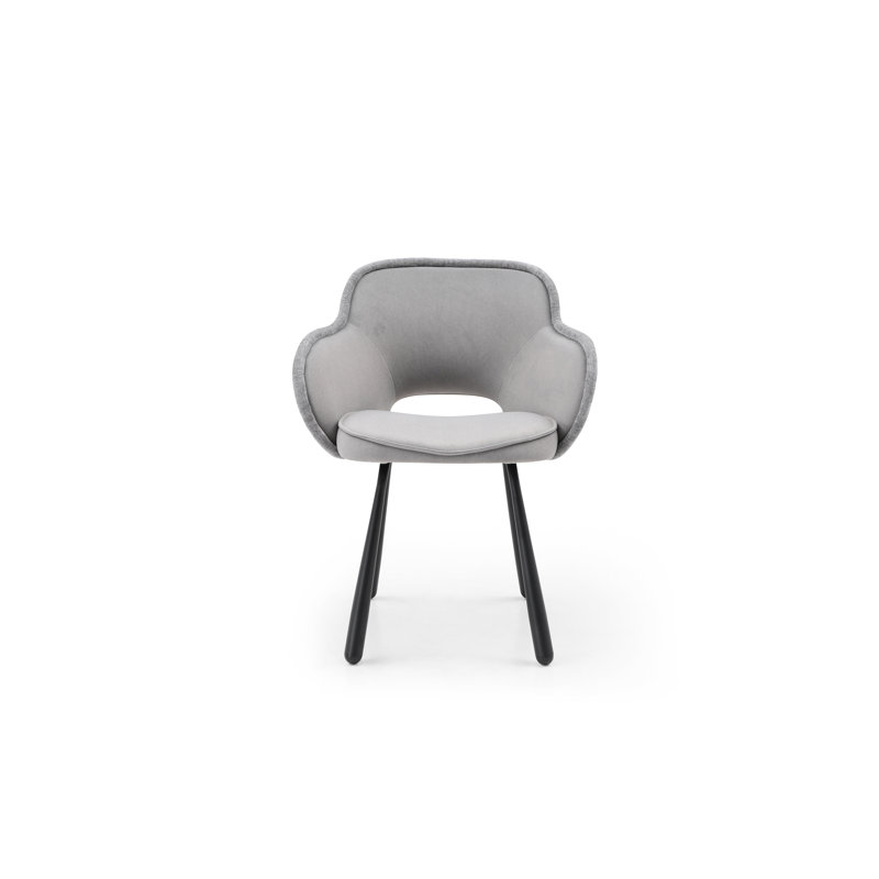2 Nannore Velvet Upholstered Upholstered Back Armchair, Grey