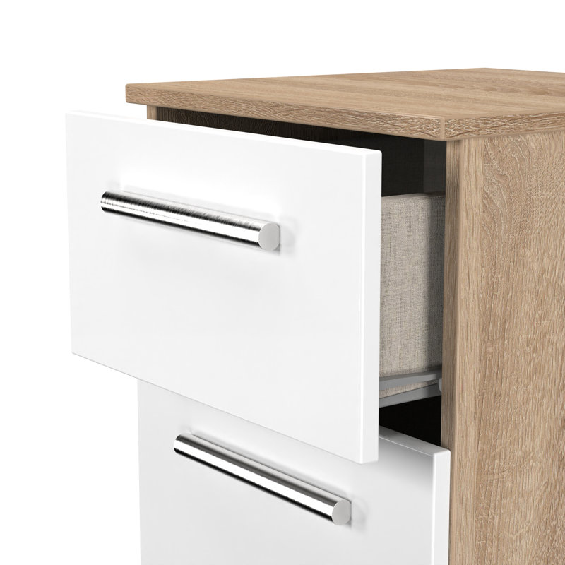 Fully Assembled Chesler 2 Drawer Bedside Table, White