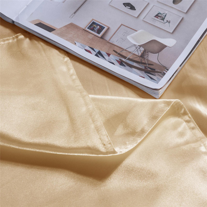 American Traditional Satin Standard Solid Duvet Cover, King Duvet Cover +  2 King Pillowcases, Gold