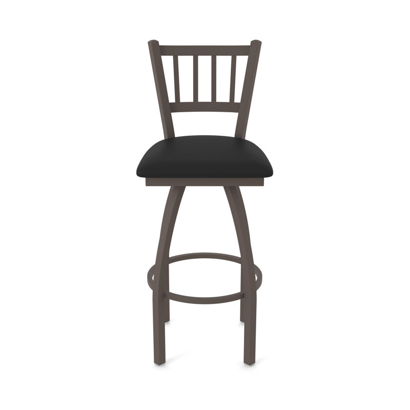 Tabouret pivotant 810 Contessa, Vinyle - vinyle noir, Bronze, Tabouret de comptoir (siège d'une hauteur de 25 p