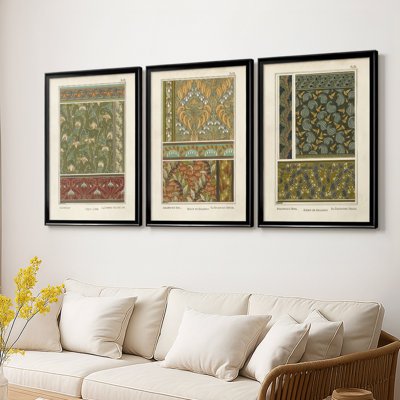 Nouveau Decorative VI  -Custom Framed  Wrapped Gallery Canvas - 3 Pieces