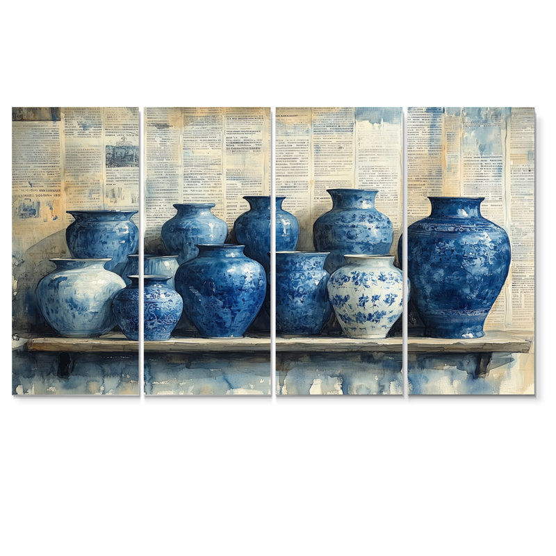 «China S Edge Of Wonder Chinoiserie Pottery I - Boho Pottery», ensemble de reproductions d'art mural, H 28 po x l 48 po