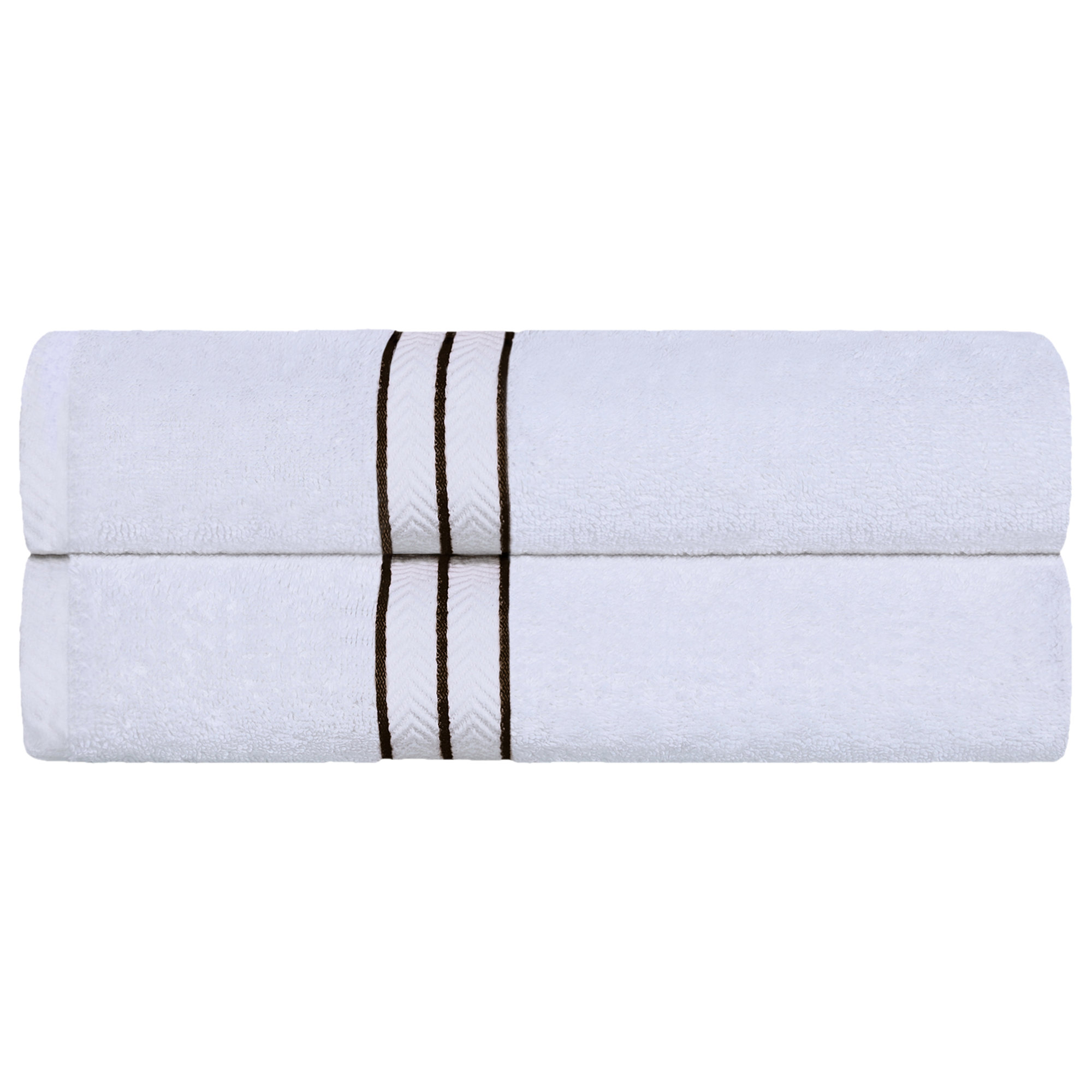 Josann Turkish Cotton Ultra-Plush Absorbent Heavyweight Bath Sheet Set, Dark Brown/White