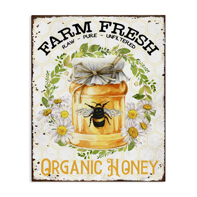 «Farm Fresh Organic Honey», art mural sur toile par Creatif Belle bp-583_CN, H 20 po x l 16 po