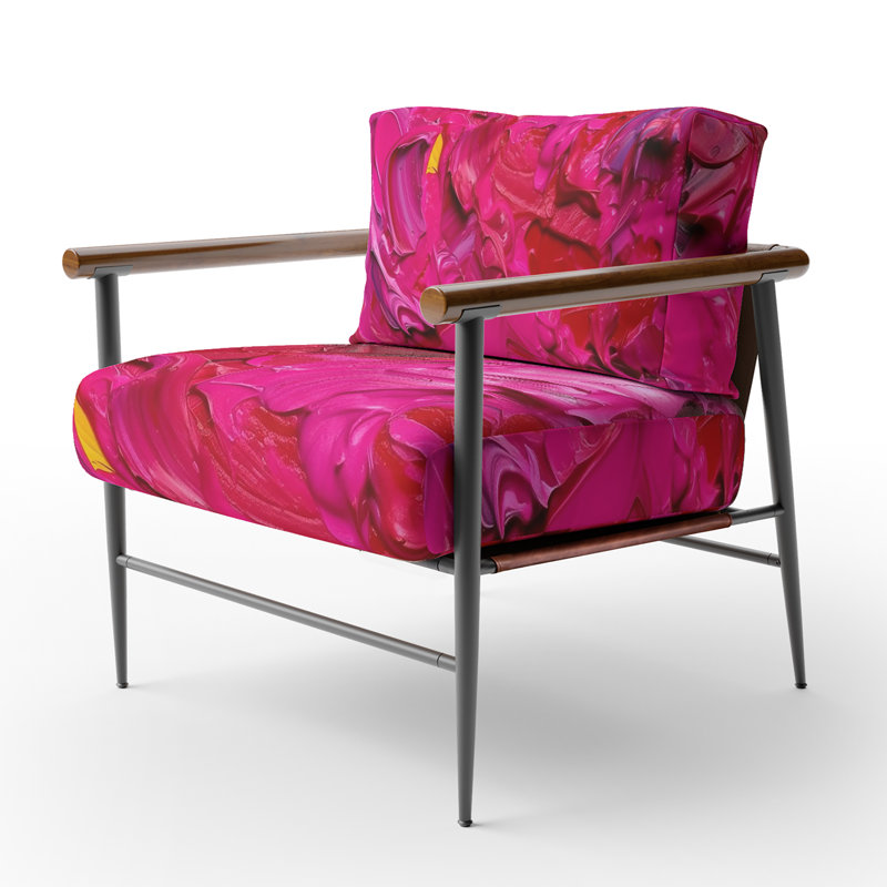 Chaise d'appoint rembourrée Viva Magenta Bliss Wildness I, Noir, noir, noir, noir