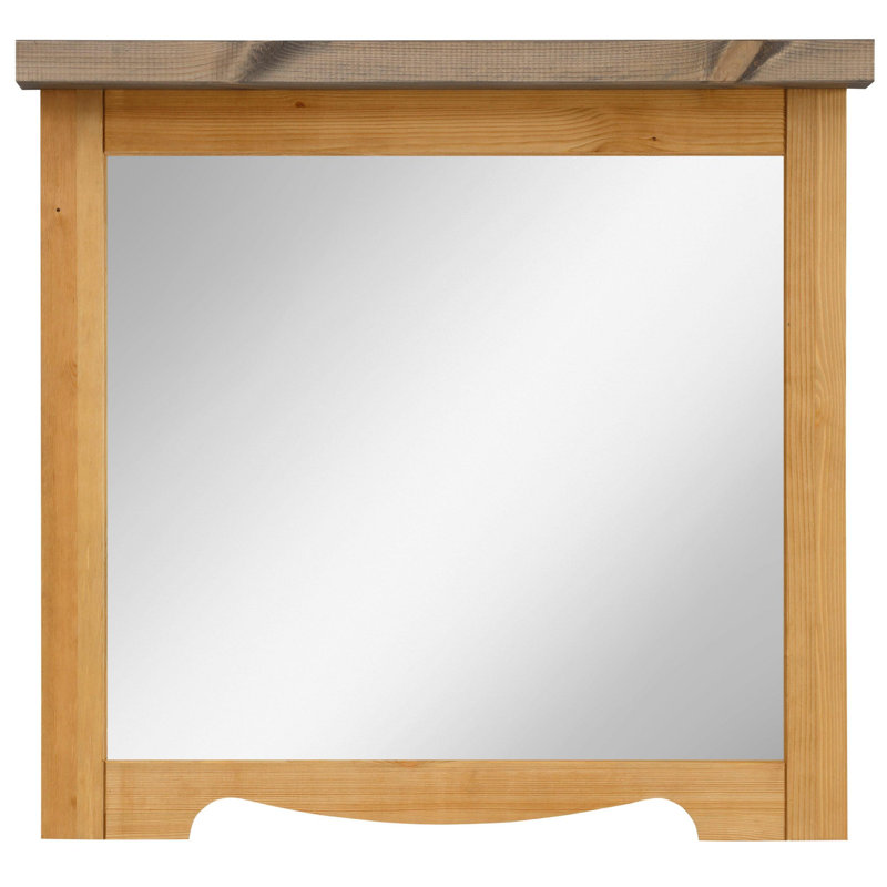 Wood Framed Wall Mounted Bathroom/Vanity Mirror, Natural/Grey