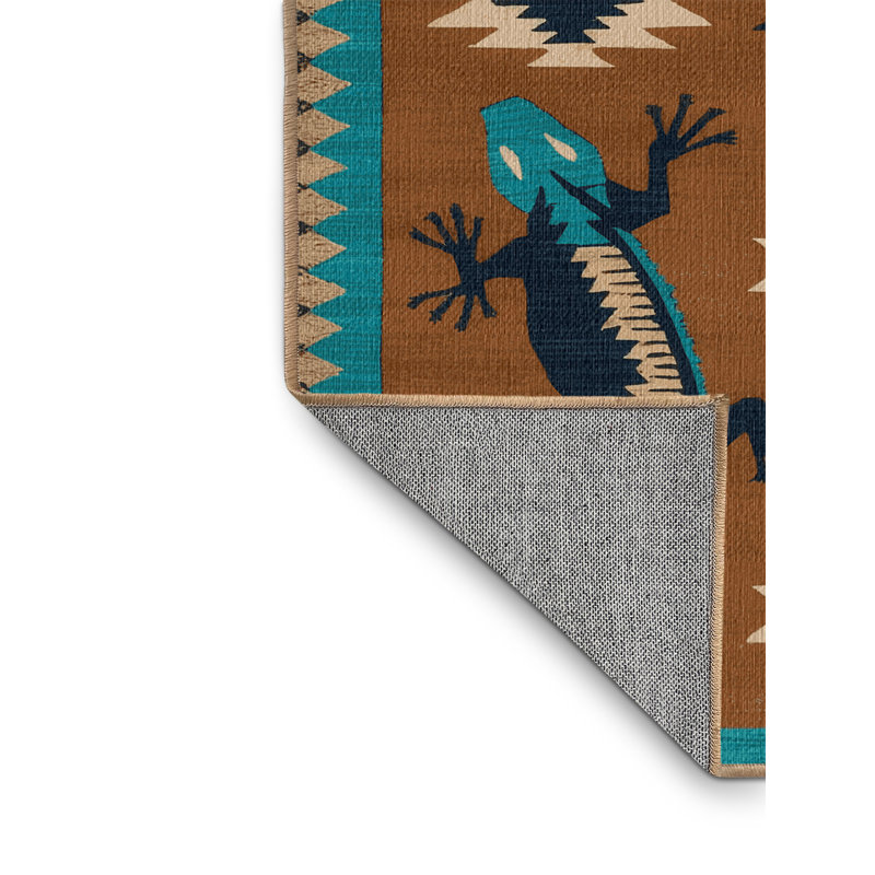  Tapis lavable à motif lézard style sud-ouest, Carré 3 pi