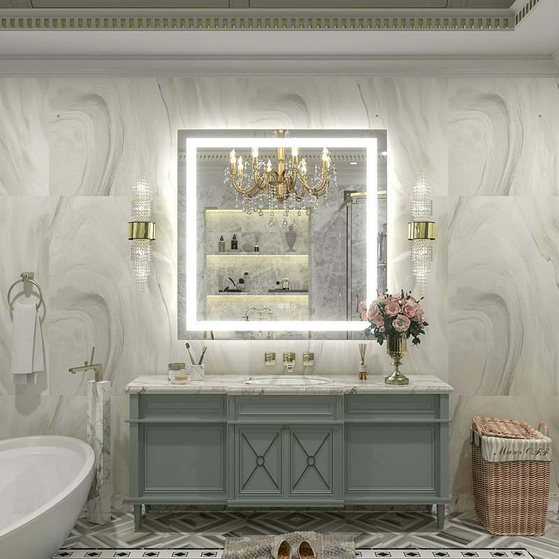 UL Certified Front & Back LED Anti-Fog Tempered Glass Bathroom/ Vanity Mirror - Basics by Wayfair™, 36" x 36"