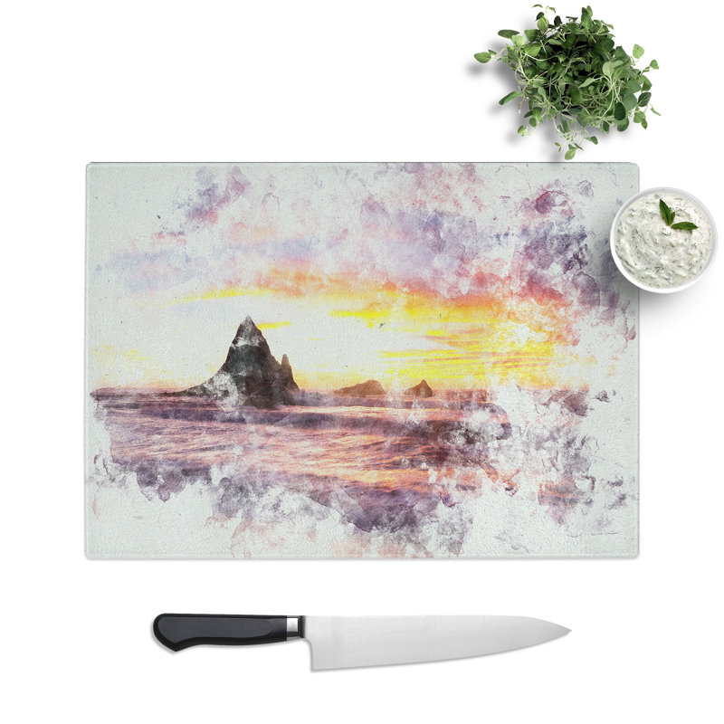 Tempered Glass Martins Beach Chopping Board, 20 cm x 28.5 cm