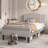 Aldora Twin Size Set Platform Bed with Adjustable Teddy Fabric Headboard-378007716