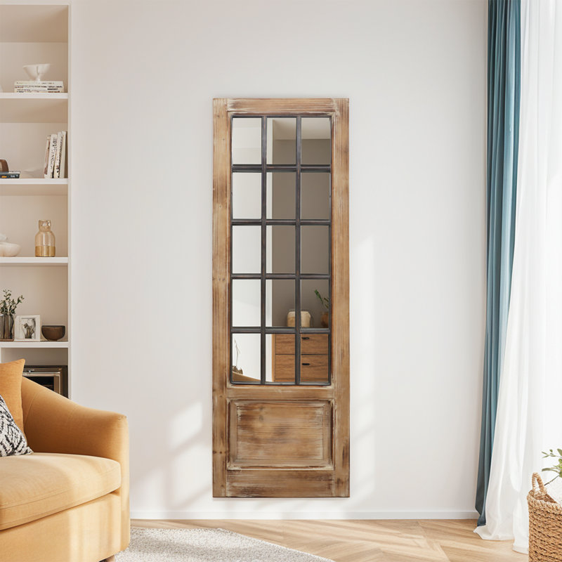 Accent Rectangular Windowpane Wood Mirror