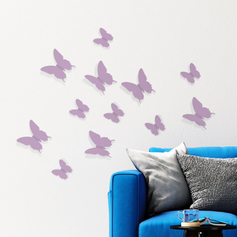 Décalcomanie murale papillon 3d, Lavande