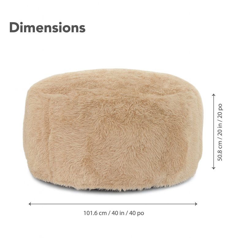 Fauteuil à billes rond en fausse fourrure, Fausse fourrure brune