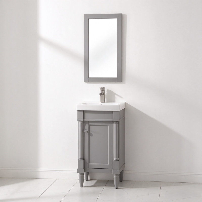 Esperanza 17.5 " W Freestanding Standard Free Standing 1 Single Vanity Bathroom Vanity With Ceramic Top, Gray