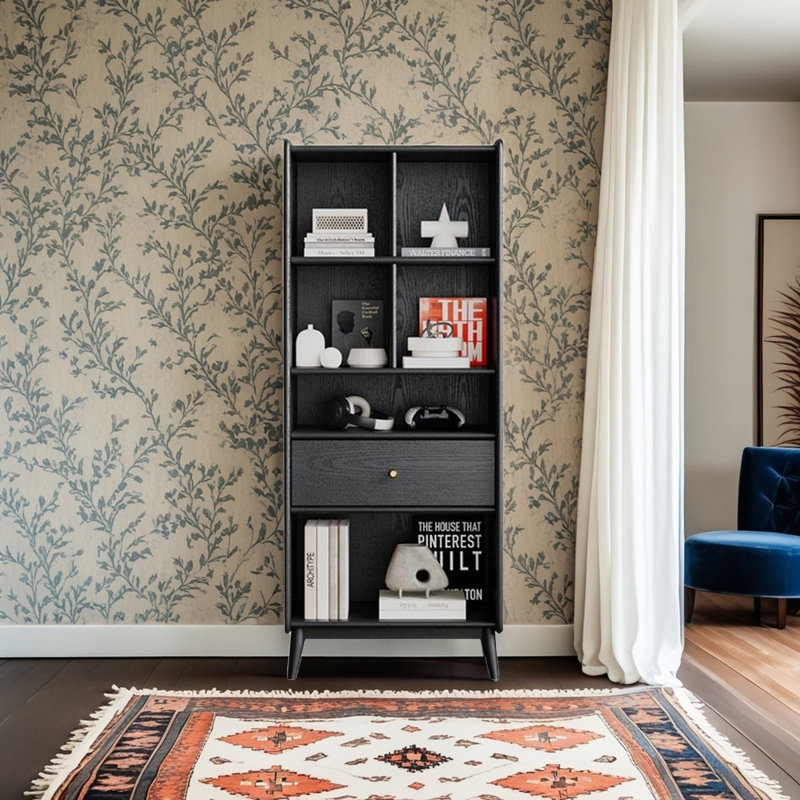 Light luxury modern style bookcase, (5 Shelves) 63.11"H x 23.62"W x 13.78"D