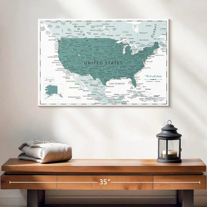 Pin foncé cyan foncé USA Alvertia, H 16 po x l 24 po