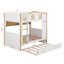 Lit superposé avec garde-corps en forme de maison et lit gigogne, lit superposé en bois avec tablettes de rangement-354114525