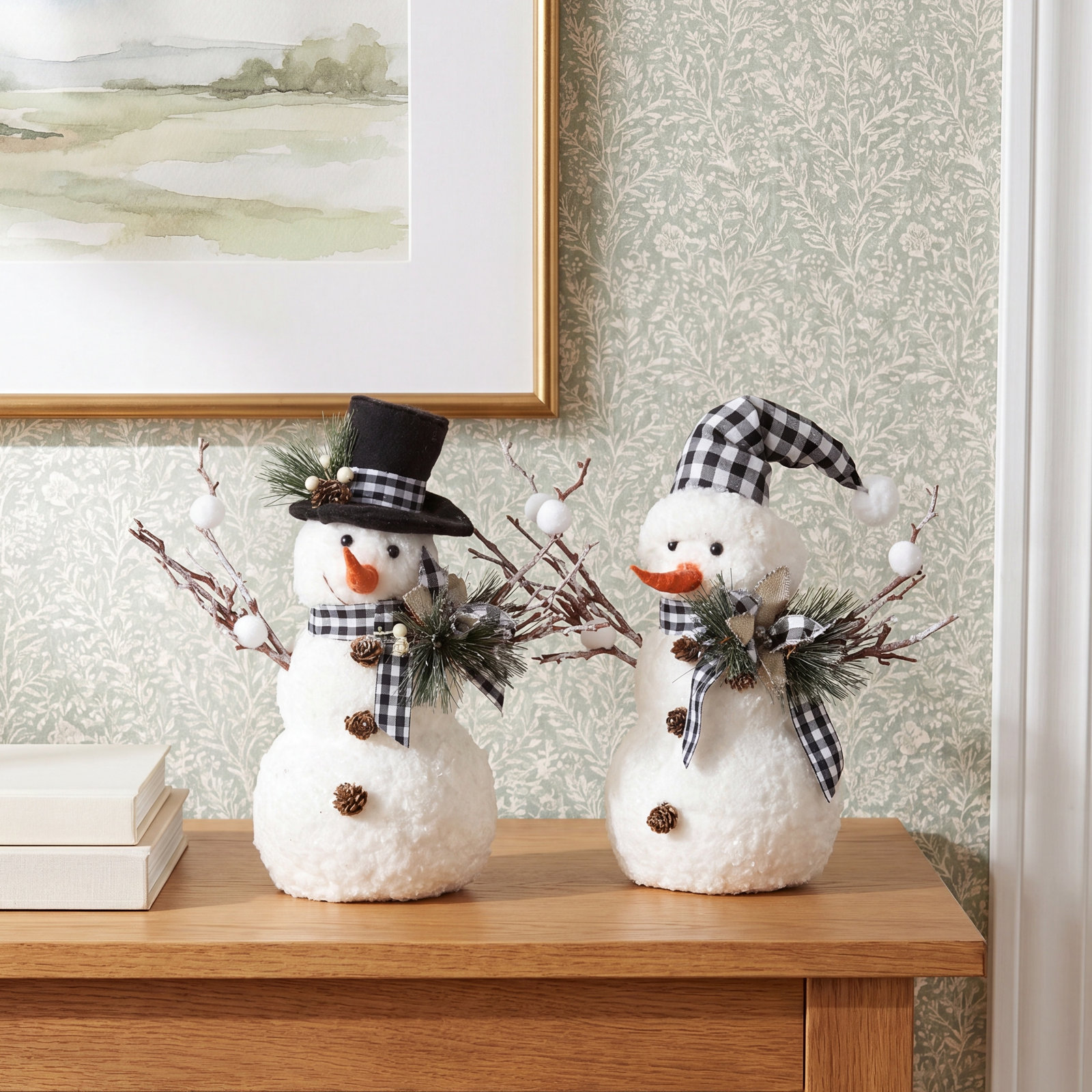 2-Piece Holiday Snowman Figurine Set