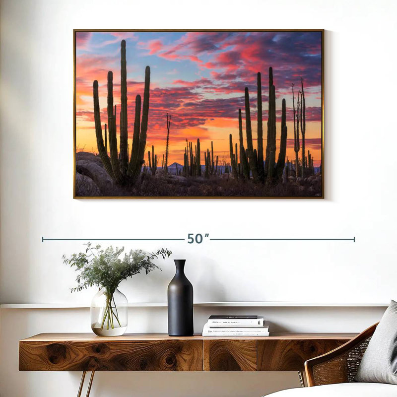 Lever de soleil de Baja California, Cadre flottant doré, 40 po x 27 po