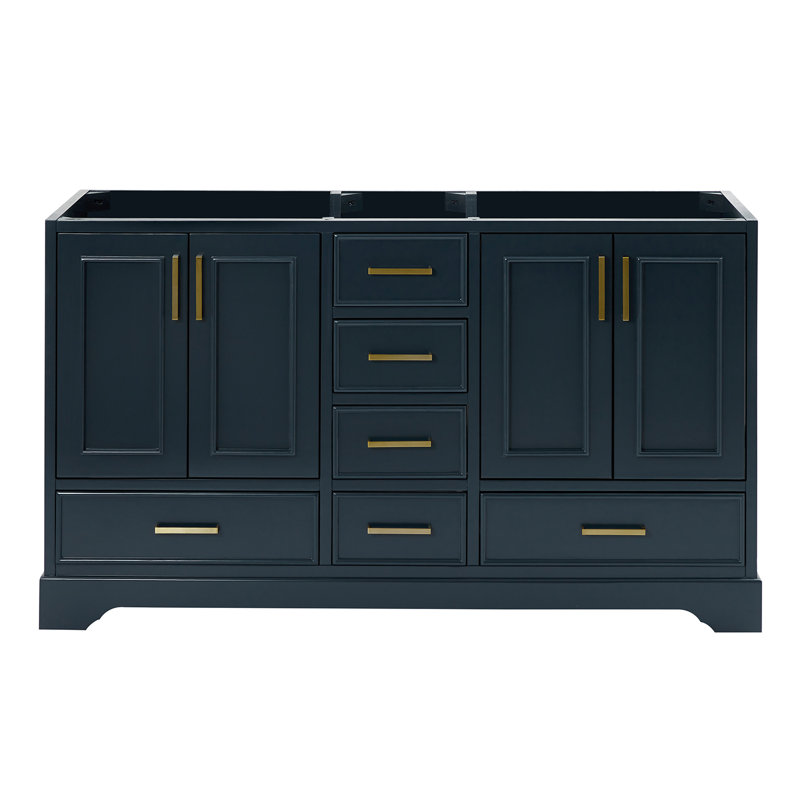Base de meuble-lavabo double 60,75 po Peightyn seulement, Bleu minuit