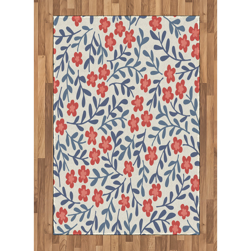 Floral High Density Long Fiber Poly Threads Decorative Area Rug Carpet, Rectangle 4' x 5'8"