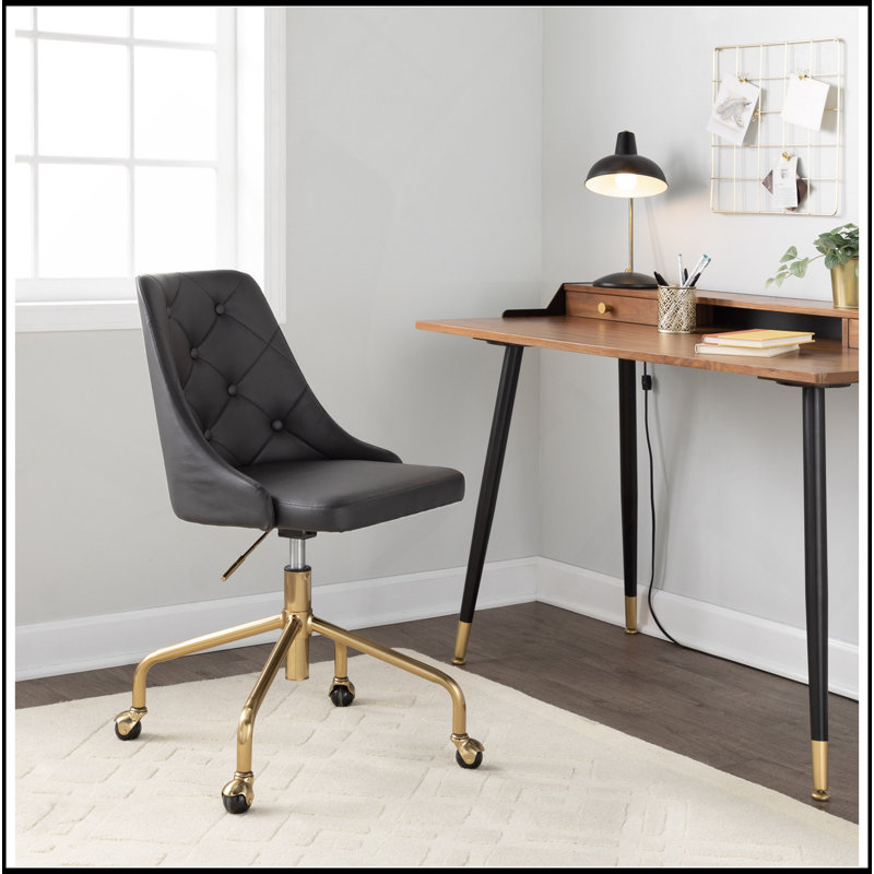 Chaise de bureau moderne et ajustable avec dossier ergonomique pour un confort accru, Noir, Doré