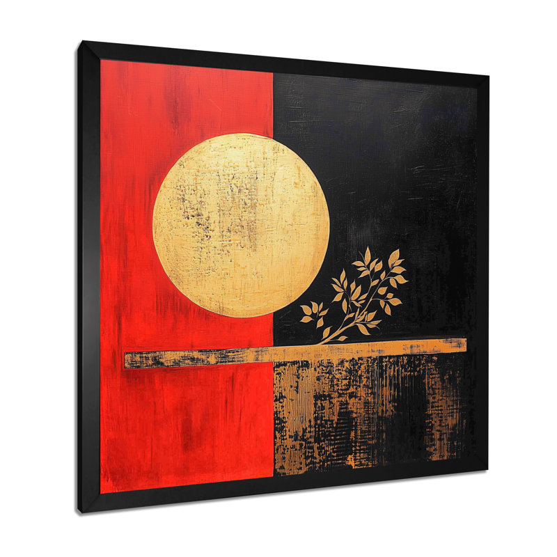 Spiritual Sun of Japanese Art II - Art mural asiatique, Reproduction encadrée d'une seule photo sans pass, Noir