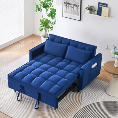 Canapé en velours bleu de 55 pouces