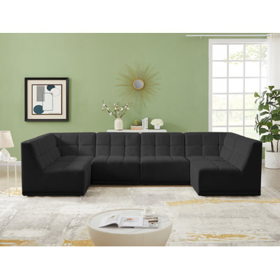 Hildick Velvet U-Shaped Sectional Symmetrical
