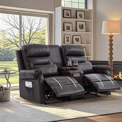 Canapé-lit inclinable manuel 65,7 po avec console de rangement et porte-gobelets