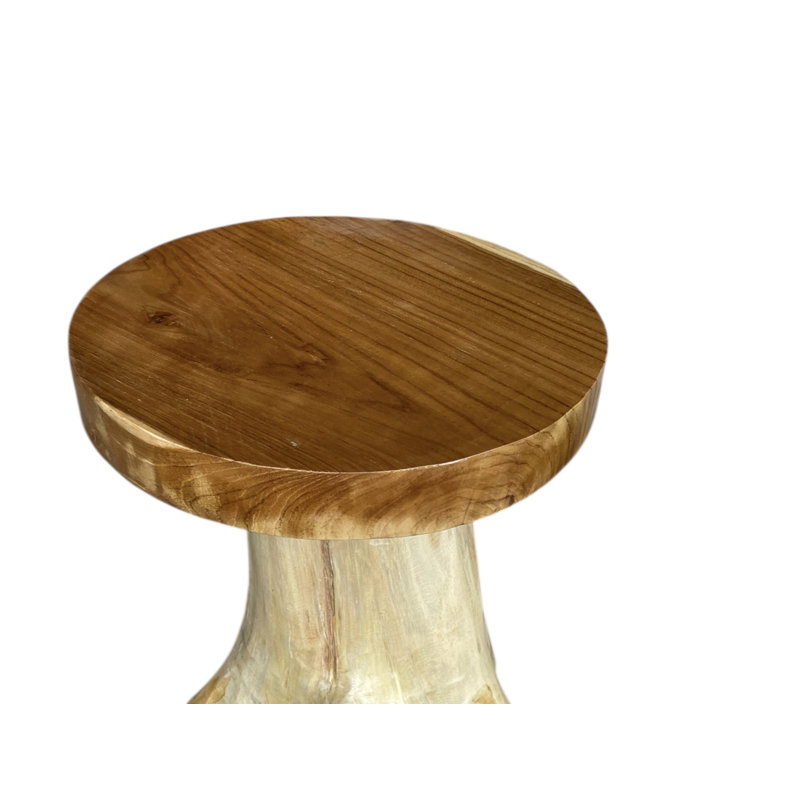 Solid Teak Wood Root End Table Rustic Mid Century Modern Home Décor
