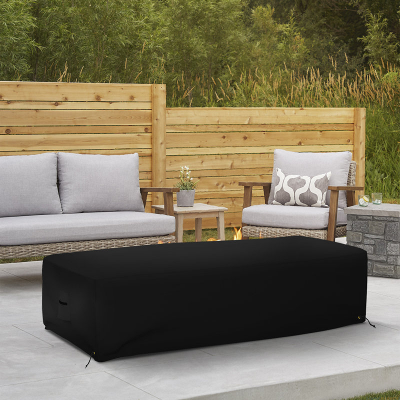 High Density Multipurpose Outdoor Rectangular Fire Pit Cover, Durable & UV-Resistant Waterproof Cover, 18" H x 48" W x 25" D
